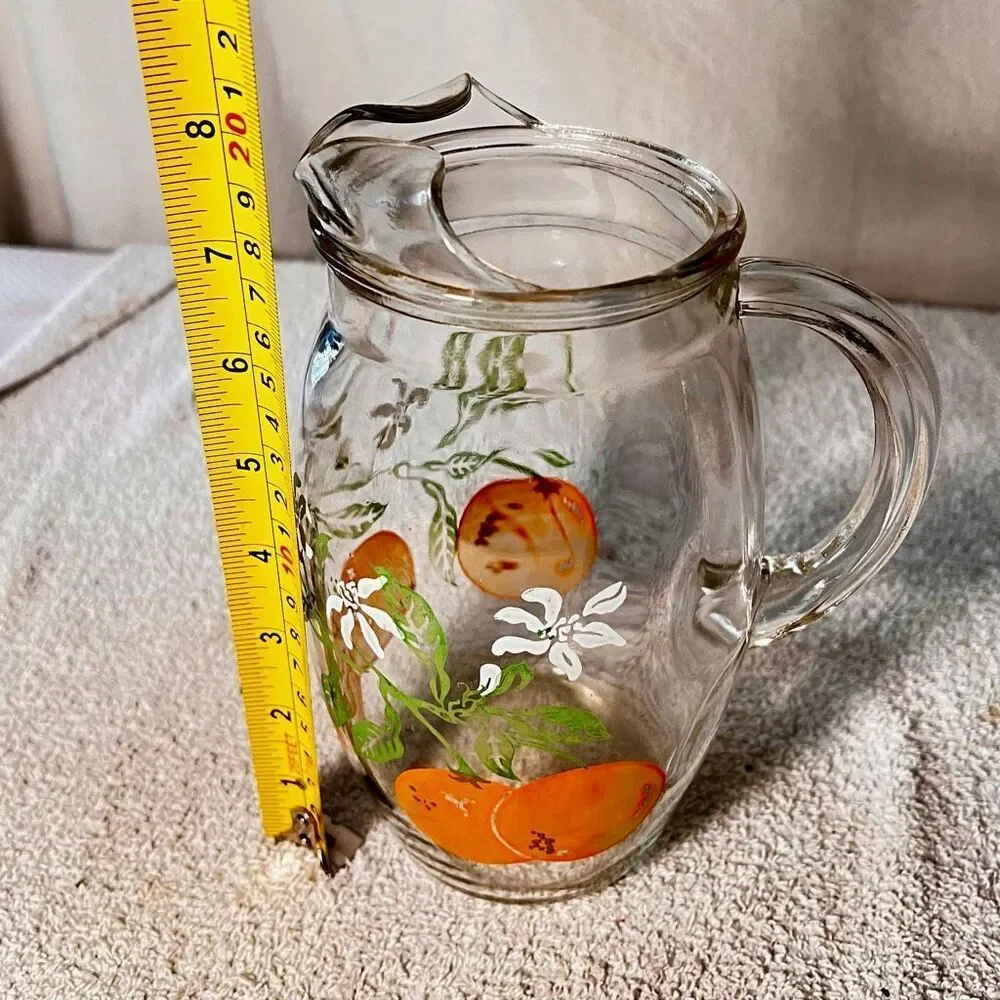 Vintage Orange Juice Glass Pitcher w/ Ice Lip ~ Retro 🍊